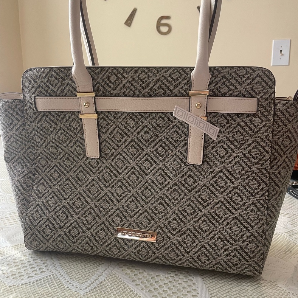 Liz Claiborne Brown and Cream Tote Bag